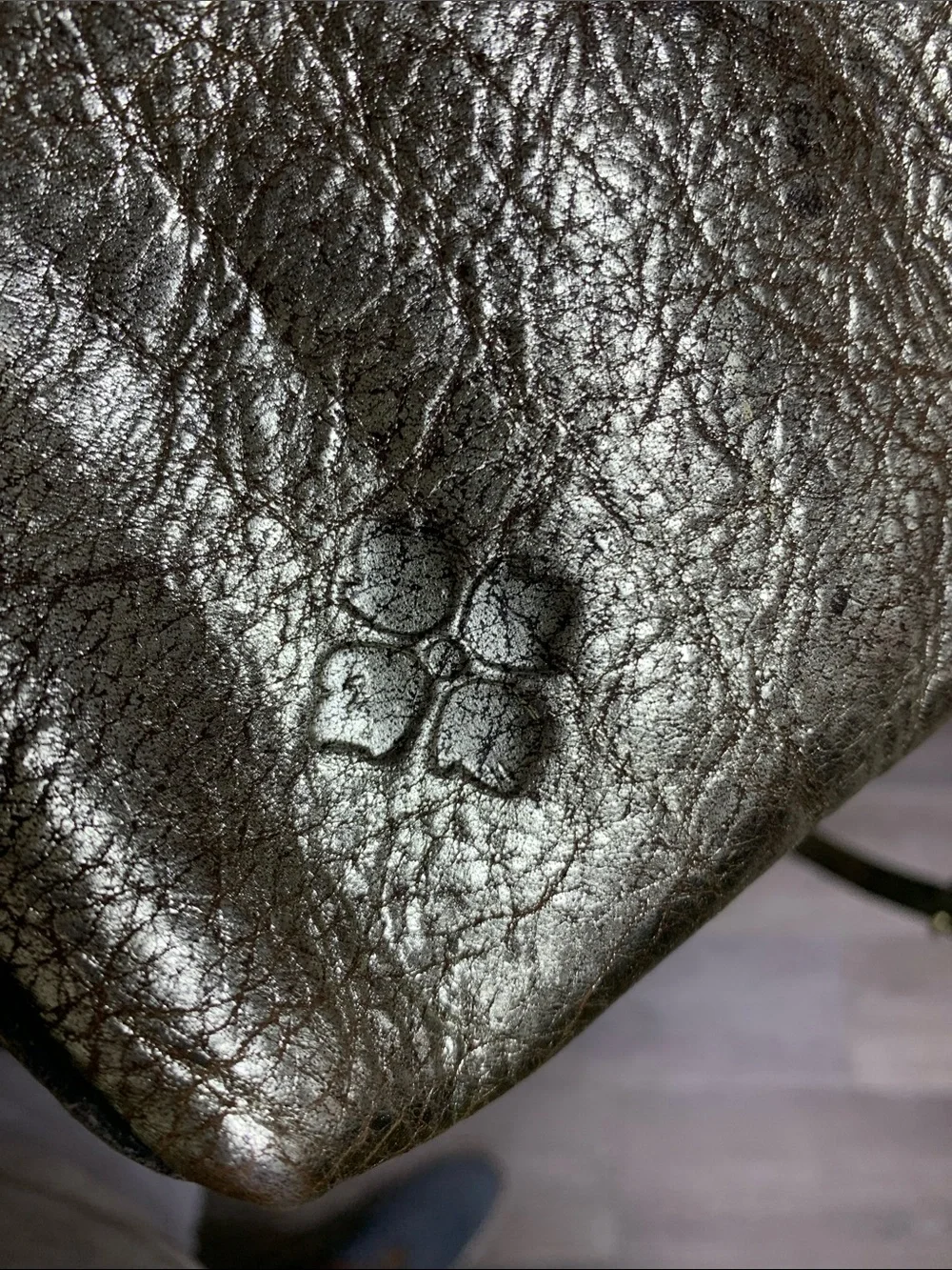 Patricia Nash Metallic Gold Leather Crossbody with Front Buckle Pocket